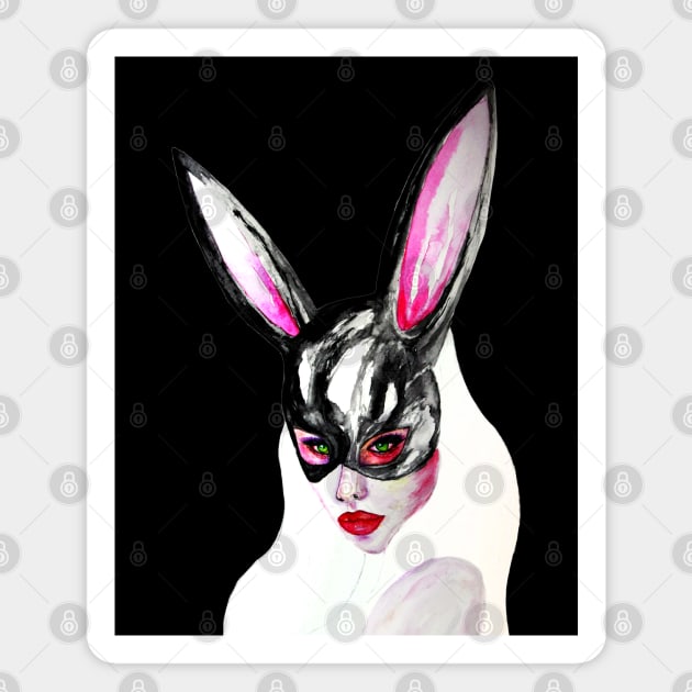 White Rabbit Magnet by StilleSkyggerArt